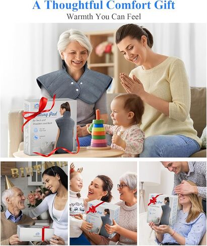 Weighted Heating Pad for Neck and Shoulders and Back, Mothers Day Gifts for Mom Wife, 22"x37" Large Heat Pad for Pain Relief and Daily Relaxtion, 6 Heat Levels 4 Timers, Auto-Off, Gifts for Women Men in Saudi Arabia