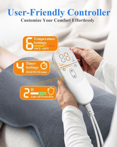 Weighted Heating Pad for Neck and Shoulders and Back, Mothers Day Gifts for Mom Wife, 22"x37" Large Heat Pad for Pain Relief and Daily Relaxtion, 6 Heat Levels 4 Timers, Auto-Off, Gifts for Women Men in Saudi Arabia