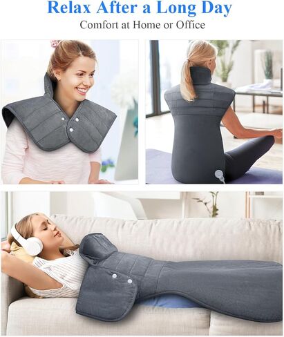 Weighted Heating Pad for Neck and Shoulders and Back, Mothers Day Gifts for Mom Wife, 22"x37" Large Heat Pad for Pain Relief and Daily Relaxtion, 6 Heat Levels 4 Timers, Auto-Off, Gifts for Women Men in Saudi Arabia