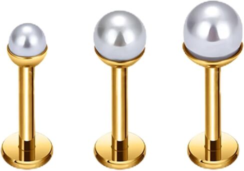 Moonstone/Pearl أقراط مسطحة الظهر للنساء مطلية بالفضة صغيرة مسطحة الظهر مسمار التيتانيوم 18G 6MM 7MM 8MM هيبوالرجينيك ثقب المجوهرات الغضروف أقراط in Kuwait