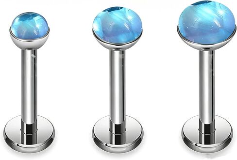 Moonstone أقراط مسطحة الظهر للنساء مطلية بالفضة صغيرة مسطحة الظهر مسمار التيتانيوم 18G 6MM 7MM 8MM هيبوالرجينيك ثقب المجوهرات الغضروف أقراط in Kuwait
