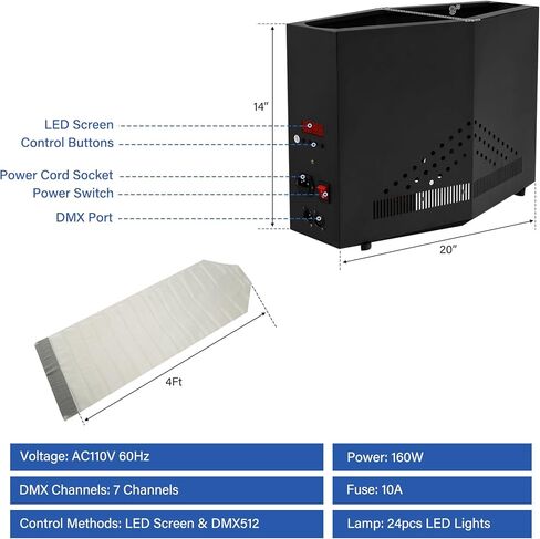 TCFUNDY 24 LED Fake Fire Flame Light RGB 3-in-1 DMX Artificial Fire Lamp 4ft Simulated Flame Lamp Effect for Stage Halloween DJ Disco Party Lighting in Kuwait