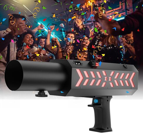 SHEHDS Electric Confetti Launcher with LED RGB Effects, 20–26 ft Shooting Distance for Stage, DJ, Concert, Party & Events (Confetti Paper Not Included) - Single Hole in Kuwait
