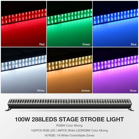شريط إضاءة LED 100 وات - OPPSK 288LEDs RGBW DJ Bar Light Strobe بواسطة DMX Master-Slave Control Chasing Function Pixel Mapping Uplights لأحداث مرحلة الحفلات، العرض المباشر، النادي، حفلة عيد الميلاد in Kuwait