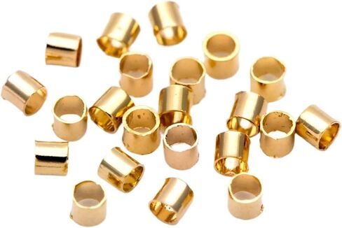 200pcs Round Tube Crimp Beads 2mm x 1.8mm 18K Gold Plated Brass in Saudi Arabia