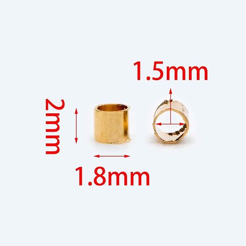 200pcs Round Tube Crimp Beads 2mm x 1.8mm 18K Gold Plated Brass in Saudi Arabia