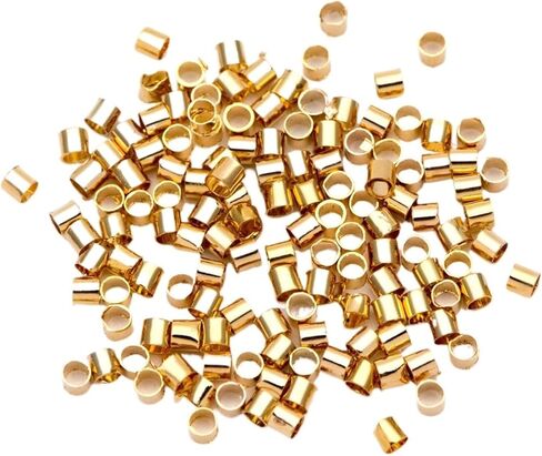 200pcs Round Tube Crimp Beads 2mm x 1.8mm 18K Gold Plated Brass in Saudi Arabia