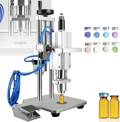 Pneumatic Vial Sealing Machine - Adjustable Height Crimper, Foot Switch Control, High-Speed 900-1800 Pcs/Hour, Ideal for Aluminum-Plastic Caps (20mm), Petal Closure Design in Saudi Arabia