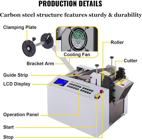 آلة قطع الأنبوب المنكمش بالحرارة الأوتوماتيكية بالكامل، آلة قطع الأنبوب المنكمش بالحرارة الأوتوماتيكية بالكامل بالكمبيوتر الصغير، دقة القطع 0.1 مم، لأنبوب الانكماش الحراري، أنبوب الألياف الزجاجية، الكابل in Kuwait