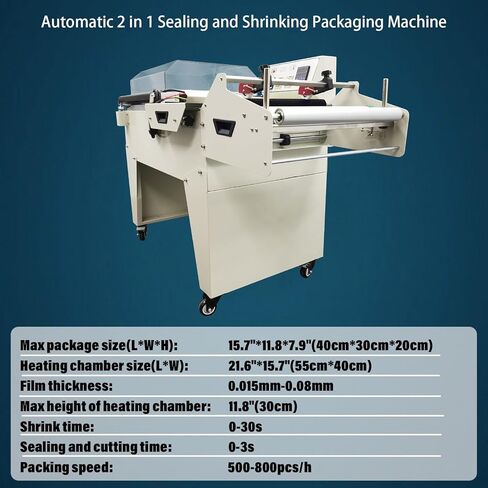 220V 1PH Semi Automatic Sealing Cutting Machine Film Heat Shrink Wrap 500-800pcs/h Automatic 2 in 1 Sealing and Shrinking Packaging Machine for POF/PVC/PP 3800W in Kuwait