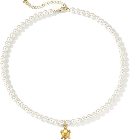 قلادة نسائية من اللؤلؤ، قلادة عصرية من اللؤلؤ المطلي بالذهب عيار 14 قيراط مع قلادة هدية مجوهرات رائعة مصنوعة يدويًا in Kuwait