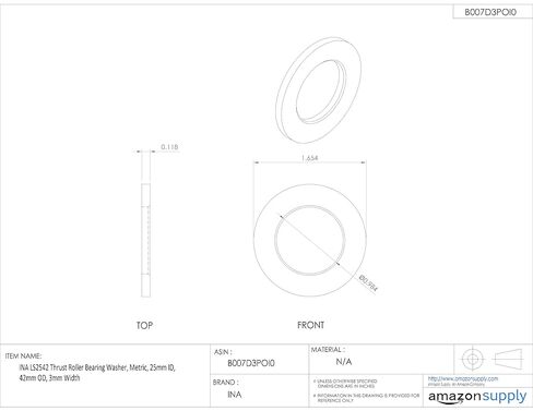 INA LS2542 Thrust Roller Bearing Washer, Metric, 25mm ID, 42mm OD, 3mm Width in Saudi Arabia