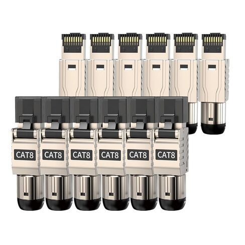 6 عبوات من موصلات Cat 8 RJ45 خالية من الأدوات، قابس إنهاء المجال Cat8 مقابس RJ45 وحدات محمية لـ 2000 ميجا هرتز 2 جيجا هرتز 40 جيجا كابل LAN صلب محمي مزدوج 22AWG-24AWG in Kuwait