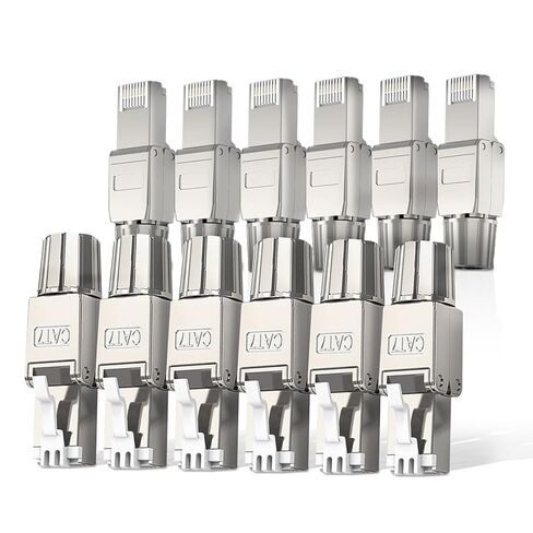 6 عبوات من موصلات Cat 8 RJ45 خالية من الأدوات، قابس إنهاء المجال Cat8 مقابس RJ45 وحدات محمية لـ 2000 ميجا هرتز 2 جيجا هرتز 40 جيجا كابل LAN صلب محمي مزدوج 22AWG-24AWG in Kuwait
