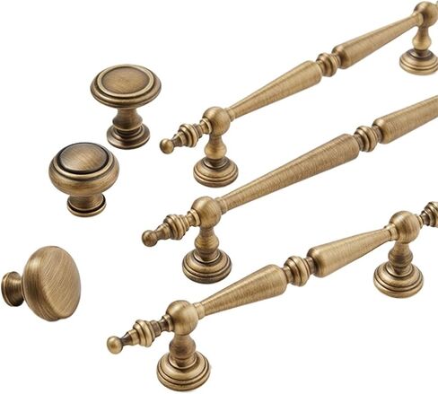 العتيقة النحاس مقبض طويل خزانة المطبخ درج الرجعية الصلبة سحب 1 قطعة (8-L-285mm-224mm) in Kuwait