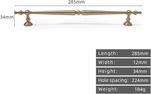 العتيقة النحاس مقبض طويل خزانة المطبخ درج الرجعية الصلبة سحب 1 قطعة (8-L-285mm-224mm) in Kuwait