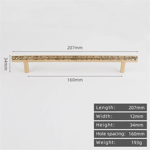 مطرقة نحاسية صلبة منقوشة بمقبض طويل درج مطبخ دائري 14.96 بوصة خزانة 1 قطعة (8-207 مللي متر-160 مللي متر) in Kuwait