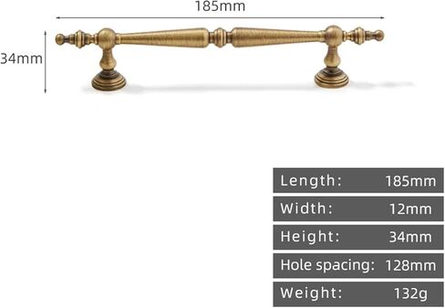 العتيقة النحاس مقبض طويل خزانة المطبخ درج الرجعية الصلبة سحب 1 قطعة (6-L-185mm-128mm) in Saudi Arabia