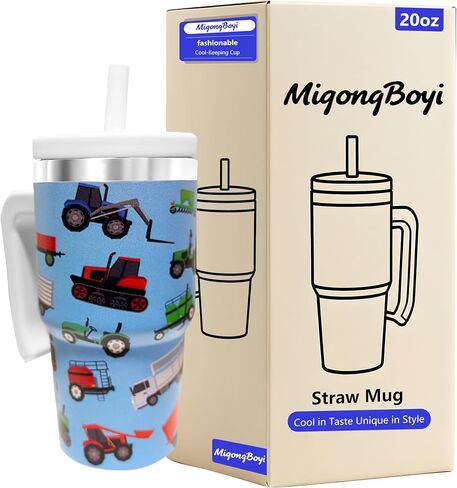 20-OZ Insulated Water Bottle,Insulated Stainless Steel Tumbler,Reusable Cold Drink Thermos,BPA-Free, Double-Wall Stainless Steel Water Bottle (Dark blue-Monster truck, 20, Fluid Ounces) in Saudi Arabia