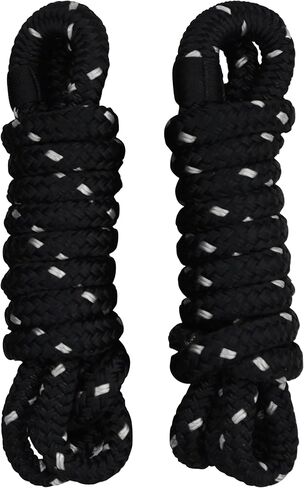 خطوط قفص الاتهام 1/2 بوصة - حبل بحري مزدوج مضفر - إرساء قارب للخدمة الشاقة - مقاوم للأشعة فوق البنفسجية والتآكل - درجة بحرية مع حلقة 10 بوصة - أسود مع تتبع فضي - 6 أقدام in Kuwait