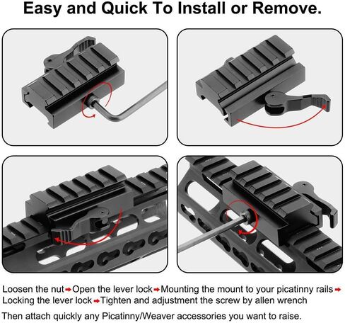 Fazee Picatinny Riser Mount، 2 حزمة 5 فتحات محول السكك الحديدية منخفضة المستوى مع محول الإفراج السريع رافعة QD لمشاهد نطاق 20 مم - حجم 1/2 بوصة ارتفاع × 2.5 بوصة طول in Kuwait
