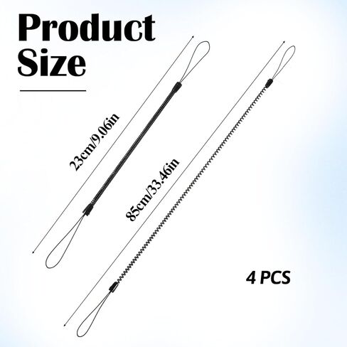 Ymapinc 4Pcs Pen Leash, Stylus Pen Tether, Plastic Elastic Tether Lanyard for Touch Pens Black Retractable Anti-Lose Tablet Pens Pen Leash for Clipboard Coil Lanyard, Black in Saudi Arabia