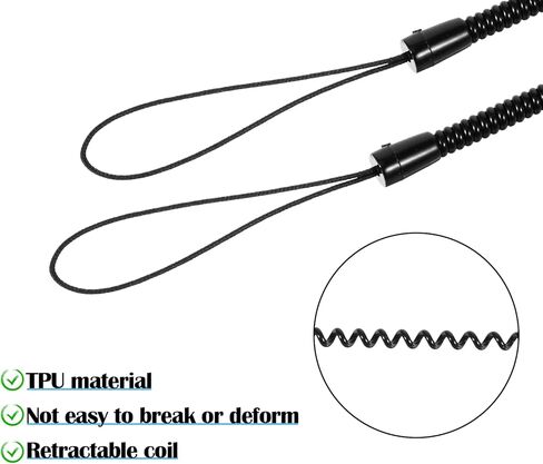 Ymapinc 4Pcs Pen Leash, Stylus Pen Tether, Plastic Elastic Tether Lanyard for Touch Pens Black Retractable Anti-Lose Tablet Pens Pen Leash for Clipboard Coil Lanyard, Black in Saudi Arabia