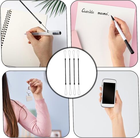Ymapinc 4Pcs Pen Leash, Stylus Pen Tether, Plastic Elastic Tether Lanyard for Touch Pens Black Retractable Anti-Lose Tablet Pens Pen Leash for Clipboard Coil Lanyard, Black in Saudi Arabia