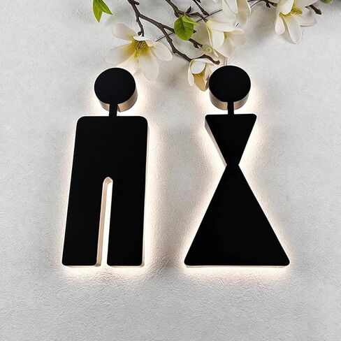 لافتة مضيئة للمرحاض، مصباح LED للمرحاض، قطعتان من الفولاذ المقاوم للصدأ للرجال والنساء، لافتة حمام للرجال والنساء، حامل للتعليق على الحائط، لمول البار، خدمة الحمامات العامة in Kuwait