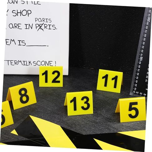 Toyvian 15pcs Table Number Markers for Restaurants and Crime Scene Decorations Evidence Markers Background and Letters for Detective Games and Party Events in Saudi Arabia