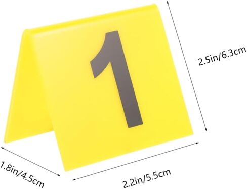 Zerodeko 20 قطعة علامات لوحة أرقام الاكريليك على الوجهين أرقام الجدول قابلة لإعادة الاستخدام علامات المشهد الأصفر لمستلزمات المطاعم والألعاب in Kuwait
