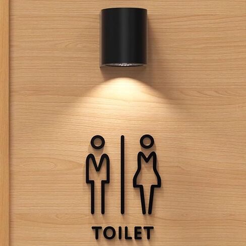 لافتة مرتفعة للمرحاض للرجال والنساء، لافتة مرحاض LED مع مصباح، لافتة حمام مضيئة من الأكريليك، مثبتة على الحائط، للمكتب أو العمل، الباب أو الجدار، أسود (B) in Kuwait
