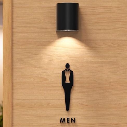 Women Mens Toilet Raised Sign,LED Restroom Sign with Lamp, Acrylic Light Up Bathroom Sign,Wall Mounted,for Office or Business,Door or Wall, Black(B) in Saudi Arabia