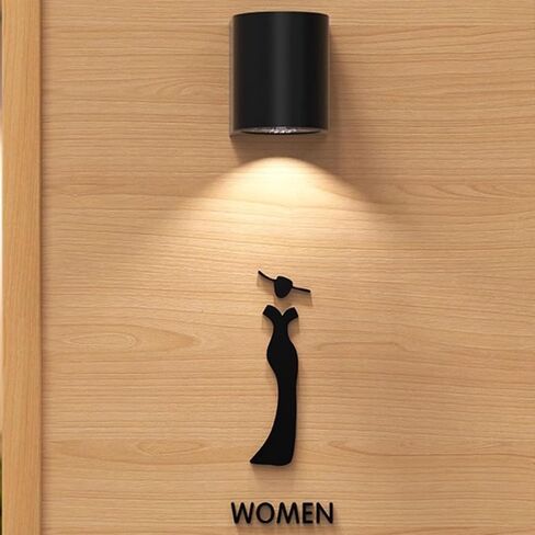 Women Mens Toilet Raised Sign,LED Restroom Sign with Lamp, Acrylic Light Up Bathroom Sign,Wall Mounted,for Office or Business,Door or Wall, Black(B) in Saudi Arabia
