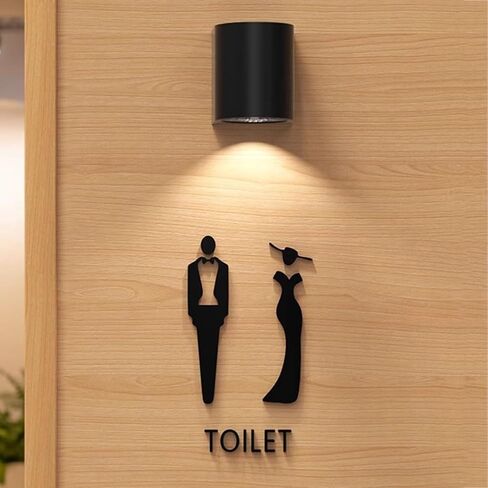 Women Mens Toilet Raised Sign,LED Restroom Sign with Lamp, Acrylic Light Up Bathroom Sign,Wall Mounted,for Office or Business,Door or Wall, Black(B) in Saudi Arabia