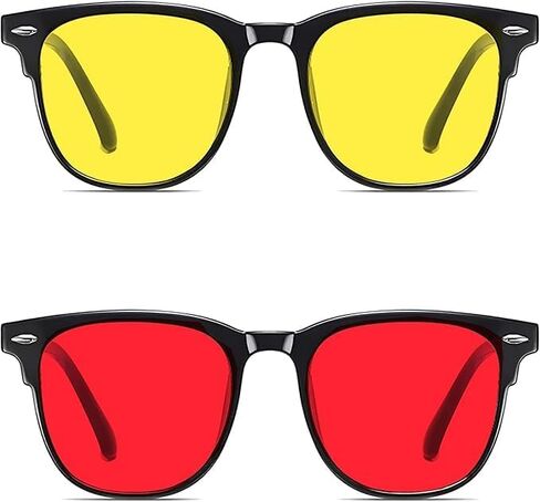 Solmoon - Blue Light Blocking Glasses - Sunset Yellow Lens and Deep Night Red Lens, American Tritan™ BPA Free Lenses Blue Light Glasses Men & Women Set2 - Red Lens Biohacker in Saudi Arabia