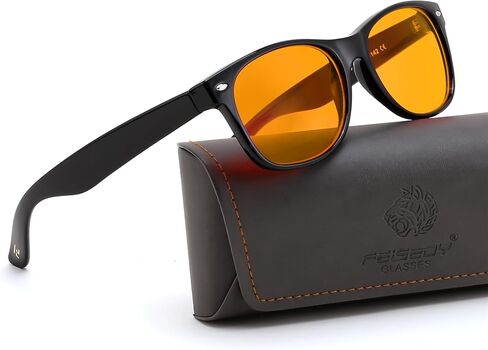 FEISEDY Orange/Red Classic Blue Light Blocking Glasses for Women Men, Gaming Computer Sleep Eyeglasses B0339 in Saudi Arabia