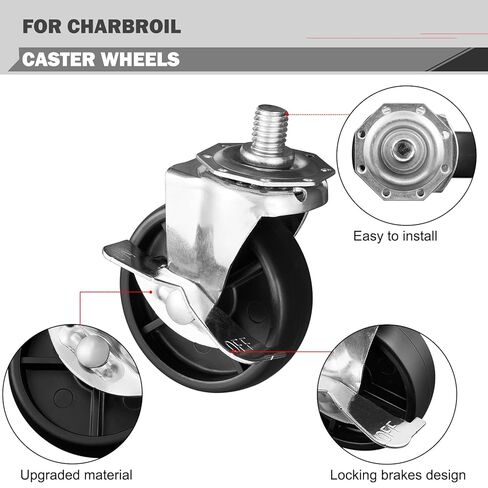 3 "قفل العجلات 1/2" استبدال مقبس العجلات الملولبة لأجزاء عجلة Charbroil G515-0082-W1 قفل الفرامل عجلات العجلات G408-0036-W1 إدراج مقبس Charbroil G408 عجلة دوارة Kenmore الأداء in Kuwait