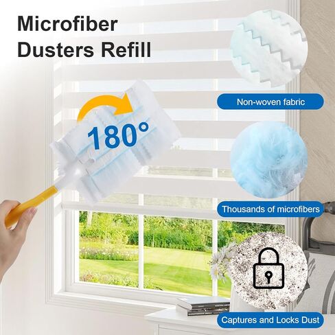 Duster Refills 60 Count Static Dust Removal Brush 180° Multi-Surface Bulk Electrostatic Microfiber, Heavy Duty Disposable Dusting Replacement Heads Compatible with Swiffer Duster Refills in Saudi Arabia