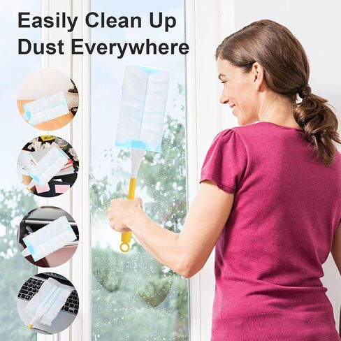Duster Refills 60 Count Static Dust Removal Brush 180° Multi-Surface Bulk Electrostatic Microfiber, Heavy Duty Disposable Dusting Replacement Heads Compatible with Swiffer Duster Refills in Saudi Arabia