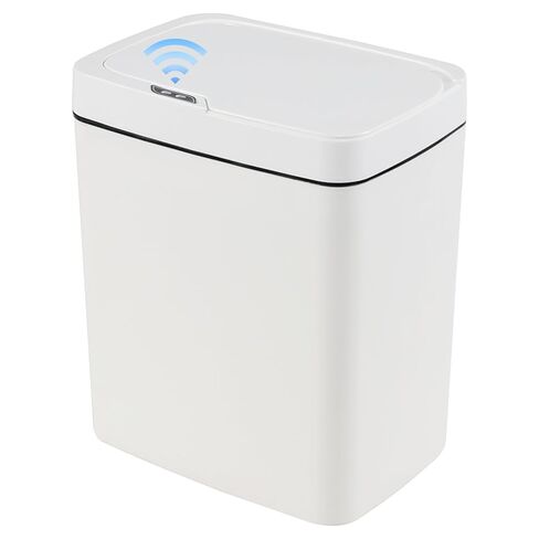 4 Gallon Plastic Automatic Bathroom Trash Can with Lid, 15 L Touchless Motion Sensor Trash Can for Kitchen Bedroom Office, White, F in Kuwait