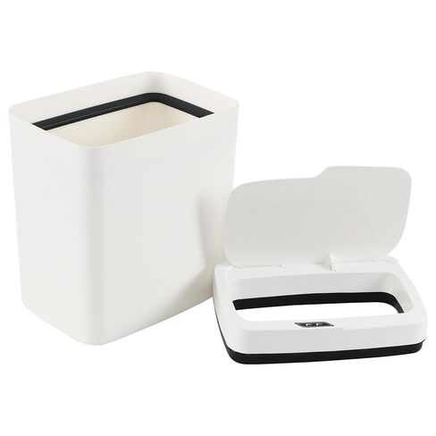 4 Gallon Plastic Automatic Bathroom Trash Can with Lid, 15 L Touchless Motion Sensor Trash Can for Kitchen Bedroom Office, White, F in Kuwait