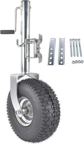 Beach Boat Swivel Trailer Tongue Jack, 2000 lbs Capacity, 13.38in Heavy-Duty Wheel, Bolt-On Swivel Mount, Foldable Trailer Jack for Boat, RV, Camper - Silver in Saudi Arabia