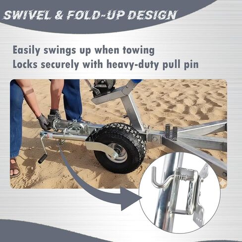 Beach Boat Swivel Trailer Tongue Jack, 2000 lbs Capacity, 13.38in Heavy-Duty Wheel, Bolt-On Swivel Mount, Foldable Trailer Jack for Boat, RV, Camper - Silver in Saudi Arabia