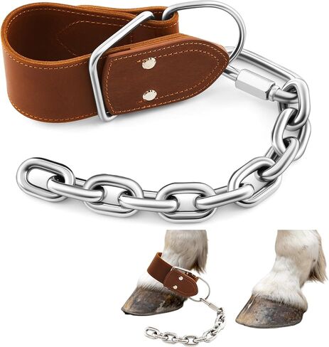 Horse Hobbles Kicking Chain, Leather Single Leg Hobble Heavy Duty Anti Kick Design, Stainless Steel Chain for Secure Horse Training & Grazing, for Stallions, Geldings, Mares in Saudi Arabia