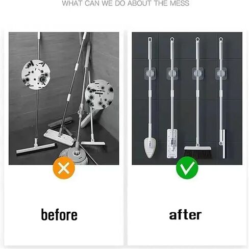 2 Pack Broom Holder Wall Mount Garden Laundry Room Mop Tool Organizer Garage Storage Rack in Saudi Arabia