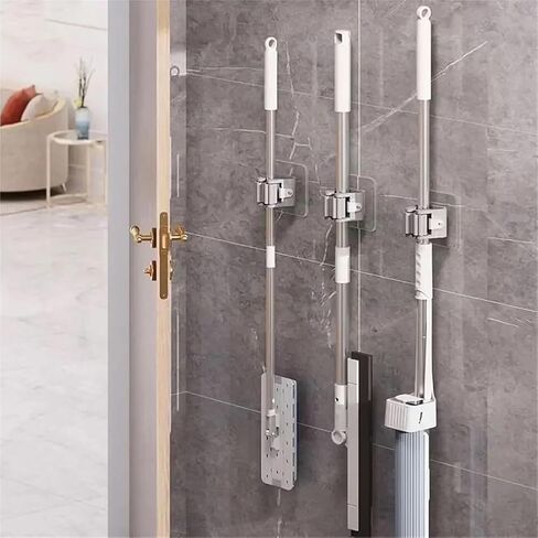 2 Pack Broom Holder Wall Mount Garden Laundry Room Mop Tool Organizer Garage Storage Rack in Saudi Arabia