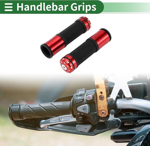 Motoforti 7/8" 22mm 15/16" 24mm Universal Motorcycle Hand Grips Cover Rubber Aluminum Alloy Handlebar Grips for Motorcycle Scooter Bicycle ATV Black Red 1 Pair in Saudi Arabia