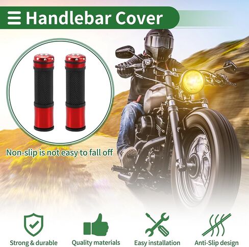 Motoforti 7/8" 22mm 15/16" 24mm Universal Motorcycle Hand Grips Cover Rubber Aluminum Alloy Handlebar Grips for Motorcycle Scooter Bicycle ATV Black Red 1 Pair in Saudi Arabia