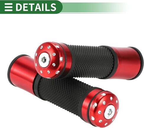 Motoforti 7/8" 22mm 15/16" 24mm Universal Motorcycle Hand Grips Cover Rubber Aluminum Alloy Handlebar Grips for Motorcycle Scooter Bicycle ATV Black Red 1 Pair in Saudi Arabia